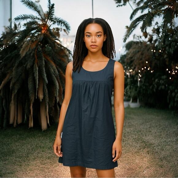 Theory Kadie Black Cotton Mini Dress Size 8 Sleeveless Little Black Dress - Picture 11 of 11